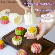 RT Food Grade Plastic Mooncake Mold One Press Operation 3D Exquisite Pattern Stamps for Home Mid-Aut
