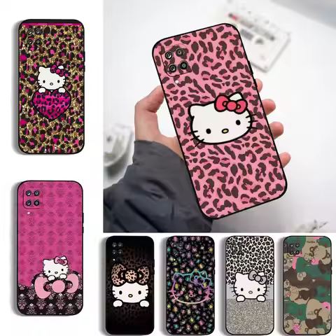 Red Brown Leopard H-Hello-Cat-k-Kitty Phone Case For Samsung Galaxy S21 S22 S23 S24ULTRA S25ULTRA FE