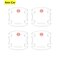 【 Ann-Car 】4ชิ้น/เซ็ต Nissan Car Door Handle Protector ฝาครอบด้านในชาม Anti Scratch สติกเกอร์ Almera Serena X-Trail Teana