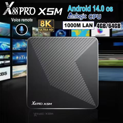 X88 PRO X5M Android14.0 TV Box Amlogic S905X5M S905A Quad Core 8K Video 1000M LAN BT Voice Assistant