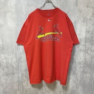 古著 Majestic MLB 紅雀隊短袖印花 T 卹，紅色，復古，棒球，XL 碼