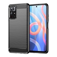 全城熱賣 - 適用於小米 Poco M4 Pro 5G 拉絲系列碳纖維TPU手機殼（黑色）