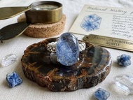 【深海微光】藍線石水晶 S925 純銀戒指