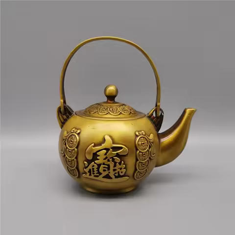 One Piece Dropshipping Copperware Antique Imitation Crafts Collection Brass Pot Wine Pot Copper Coin