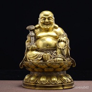 MHPure Copper Maitreya Buddha Sitting Lotus Buddha Ornament Smiling Buddha Home Worship Maitreya Buddha Statue Decorati