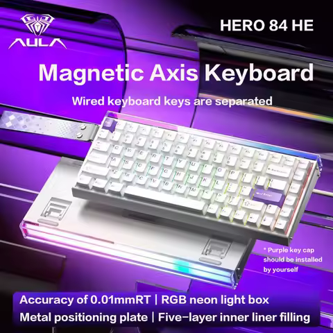 AULA HERO84 HE wired Magnetic axis keyboard RT mechanical wired RGB neon light box five - layer fill