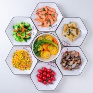 套裝拼盤創意六角盤子陶瓷餐盤家用過年圓桌碗碟時尚菜盤湯碗餐具