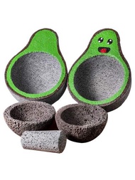 Molcajete Aguacate De Piedra Volcánica Mega Triturador de Cocina Ajo Especias Salsa Guacamole Temolote 5 Piezas