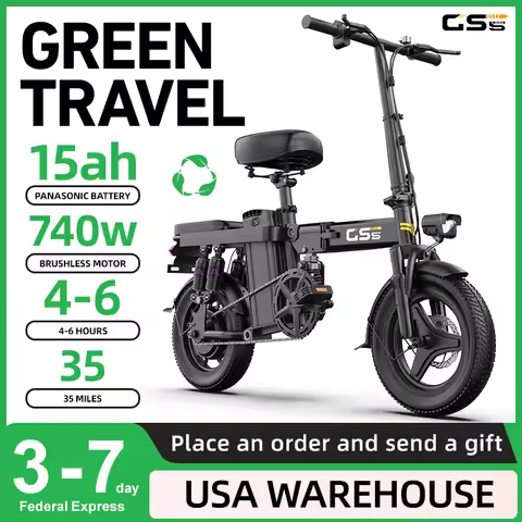 GS5 Electric Bike for Adults, 14 inch Electric Mountain Bicycle with Removable Battery, 740W 48V Mot