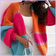 YUJINI Women Cardigan, Autumn Winter Loose Knitwear Cardigan, Fashion Lantern Sleeves Warm Casual Co