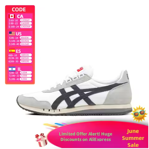 Onitsuka Tiger Dualio Sports Casual Comfortable Non-Slip Low-Top Lifestyle Shoes Unisex Black & Whit