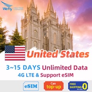 WeFly USA+Canada Sim card 1-10 days 4G Highspeed + Unlimited data card for USA and Canada travel