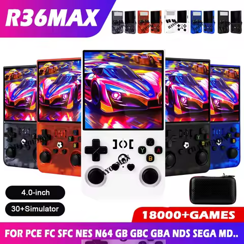 64G 128G R36MAX 4" IPS HD Screen Handheld Game Players Open Source Console R36 MAX Retro Pocket Vide