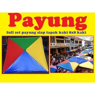 Set Payung Petak Segi Bulat Niaga Pasar Malam Pekan Sehari Sari Burger Hawker Durian Umbrella Event 