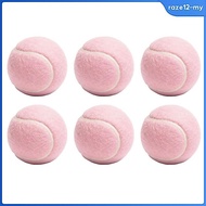 [RazecaMY] 6 Pieces Pink Tennis Ball Standard Shape Fuzzy Tennis Ball High Elasticity Training