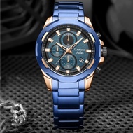 [Ready] Cristiano Aillen Jam Tangan Pria Analog 8888 Rantai Stainless Steel Chronograph Kaca Sapphir