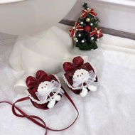 Girls Red Checkered Mini Bag 12cm Bear Pattern Lace Bow – Korean Style Princess Crossbody Bag DK333