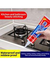 1 pieza Sellador impermeable para cocina y baño, silicona resistente al moho con adhesivo fuerte para inodoro, lavabo, estufa, azulejos, zócalo y piso