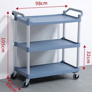 【Ready Stock】Tableware recycling cart hotel mobile dining cart thickened food delivery cart three-la