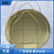 ✿Original✿Simple Cosmetic Mirror Golden Hexagonal Mirror Toilet Bathroom Mirror round Wall-Hanging Mirror Makeup Mirror Ping