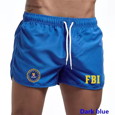 Pakaian Renang Pria Musim Panas Mode FBI DEA Celana Pendek Gambar Cetak Merek Pantai Seksi