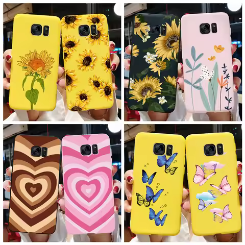 For Samsung Galaxy S6 S7 edge Case Cute Love Heart Flower Silicone TPU soft cases cover For Samsung 