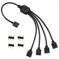 ARGBファン用電源ケーブル 4分岐ケーブル アドレサブルLED用5V3ピンARGBヘッダーコネクタ argb 分岐ケーブル 3ピン RGBファ