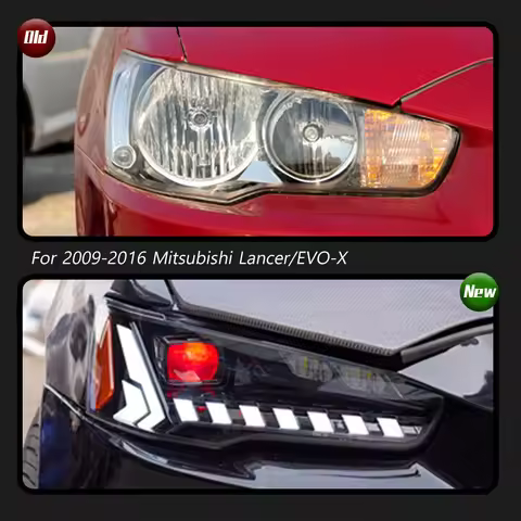 Car Head Lamps For Mitsubishi Lancer EVO X 2009-2016d LED Headlights Dynamic Turn Signal lamp Brake 