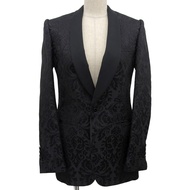 狀況極佳 ▲ RALPH LAUREN PURPLE LABEL 100% 絲質提花修身夾克，黑色，0 碼，義大利製，正品，女款。