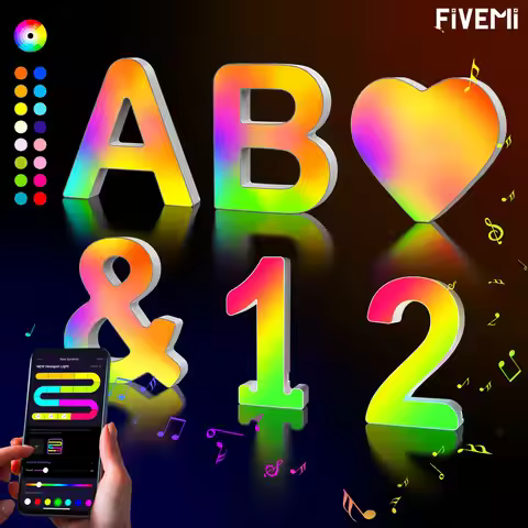 1PC Smart LED Letter Light - DIY RGB Marquee App Control Music Sync Indoor Sign Game Holiday Party W
