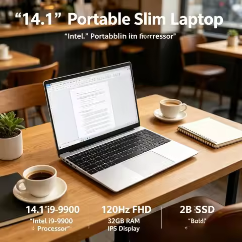 14.1" Portable Slim Laptop Powered by Intel i9-9900 Processor 120Hz FHD IPS Display 32GB RAM 2TB SSD