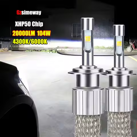 2PCS H4 LED Lamp H1 H7 H11 9005 HB3 Car Headlight XHP50 Chip 104W 20000LM 4300K 6000K Auto Light H3 