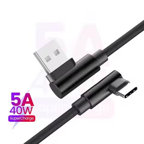 40W Type C Cable 90 Degree Elbow Fast Charging Phone Charger Data Cord For iPhone Samsung Xiaomi Hua
