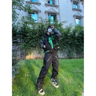 Futureofx National Trend Original Lelaki dan Wanita Baseball Green Arrow Jaket Longgar Empuk Kot Kap