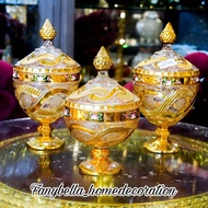 toples kue 1 set serbaguna kaca kristal gold import mewah