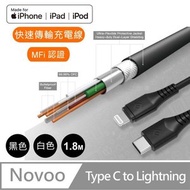 NOVOO - MFI to Type-C 1.2米 軍用線材 PD 充電線 / 白色 / 支援iPhone X、iPhone 11、iPhone 11 Pro、iPhone 12、iPhone 12 Pro