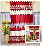 Gorden Jendela Pintu Minimalis Hordeng Tirai Korden Murah Smokring 12 Lubang Motif Red Alia