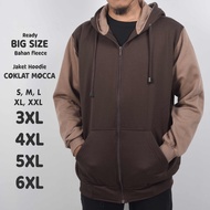Jaket Lelaki 2D Brown Mocha Jumbo Hoodie Jacket BIG Size S M L XL XXL 3XL 4XL 5XL 6XL