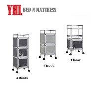 YHL 1 / 2 / 3 Doors Aluminium Rack / Kitchen Cabinet / Storage Cabinet With Wheels