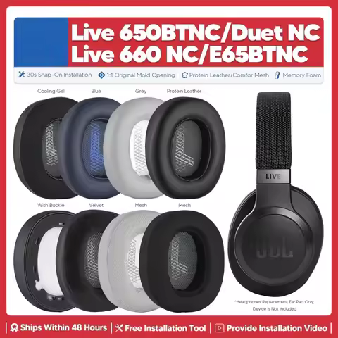 Replacement Ear Pads For JBL Live 650BTNC Live 660NC E65BTNC Duet NC Headphone Accessories Headset E