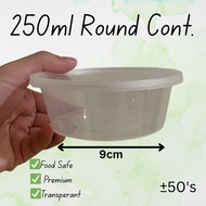 250ml Round Container With Lids [ ±50pcs ] W250 Disposable PP Food Container / Bekas Sos 250ml / Bek