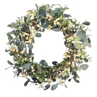 19.7 Inch Faux Eucalyptus Wreath Artificial Greenery Wreath with Berries Front Door Eucalyptus Folia