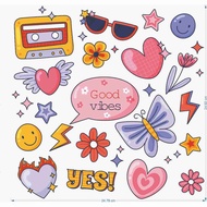 14pcs | Good VIBES Clothes Stickers/LOVE Stickers/Glasses Stickers/Flower Stickers/Butterfly Stickers/SMILE Stickers/DTF Stickers/Ironing Stickers/Cloth Stickers