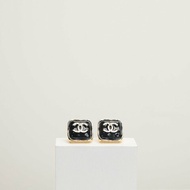 二手Chanel 經典款方糖耳環/黑金