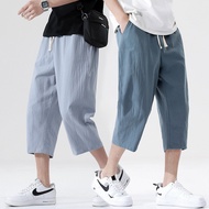 Pants Men 3/4 pants men linen pants baggy pants  ice silk pants wide leg pants short pants for men