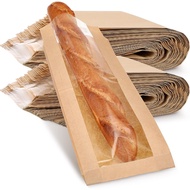 15 Pcs Paper Bread Bags with Window for Homemade Bread Bags Baguette Bags Brown Kraft Loaf Storage S