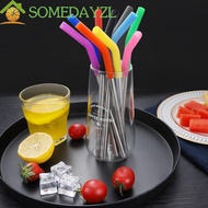 SOMEDAYMX 2Pcs Stainless Steel Straw, Reusable Detachable Metal Straw, Bar Accessories Smooth Surface 8mm With Silicone Tip Stanley Cup Straw Tumbler Cup