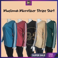 (HARGA MURAH) MUSLIMAH MICROFIBER T-Shirt JALUR / PLUS SIZE STRIPE SHIRT / BAJU SUKAN/BAJU PEREMPUAN LENGAN PANJANG MSK