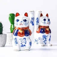 日本藥師窯長手染錦開運招福招財貓店鋪開業日式擺件創意送人禮物