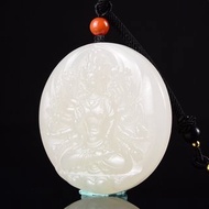 秒殺價 天然新疆和田玉羊脂玉千手觀音圓牌吊墜
